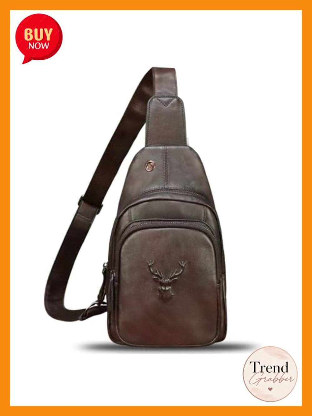 Genuine Leather Sling Bag Vintage Handmade Crossbody Backpack Purse - Picture 5 of 6